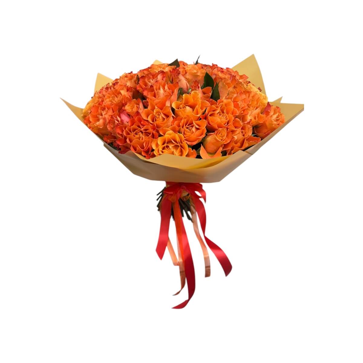Bouquet of 51 orange roses in a gift wrap